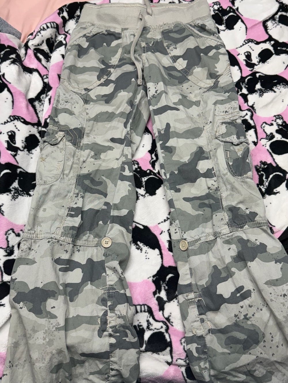 Vintage Source Unknown Gray Camouflage Cargo Joggers